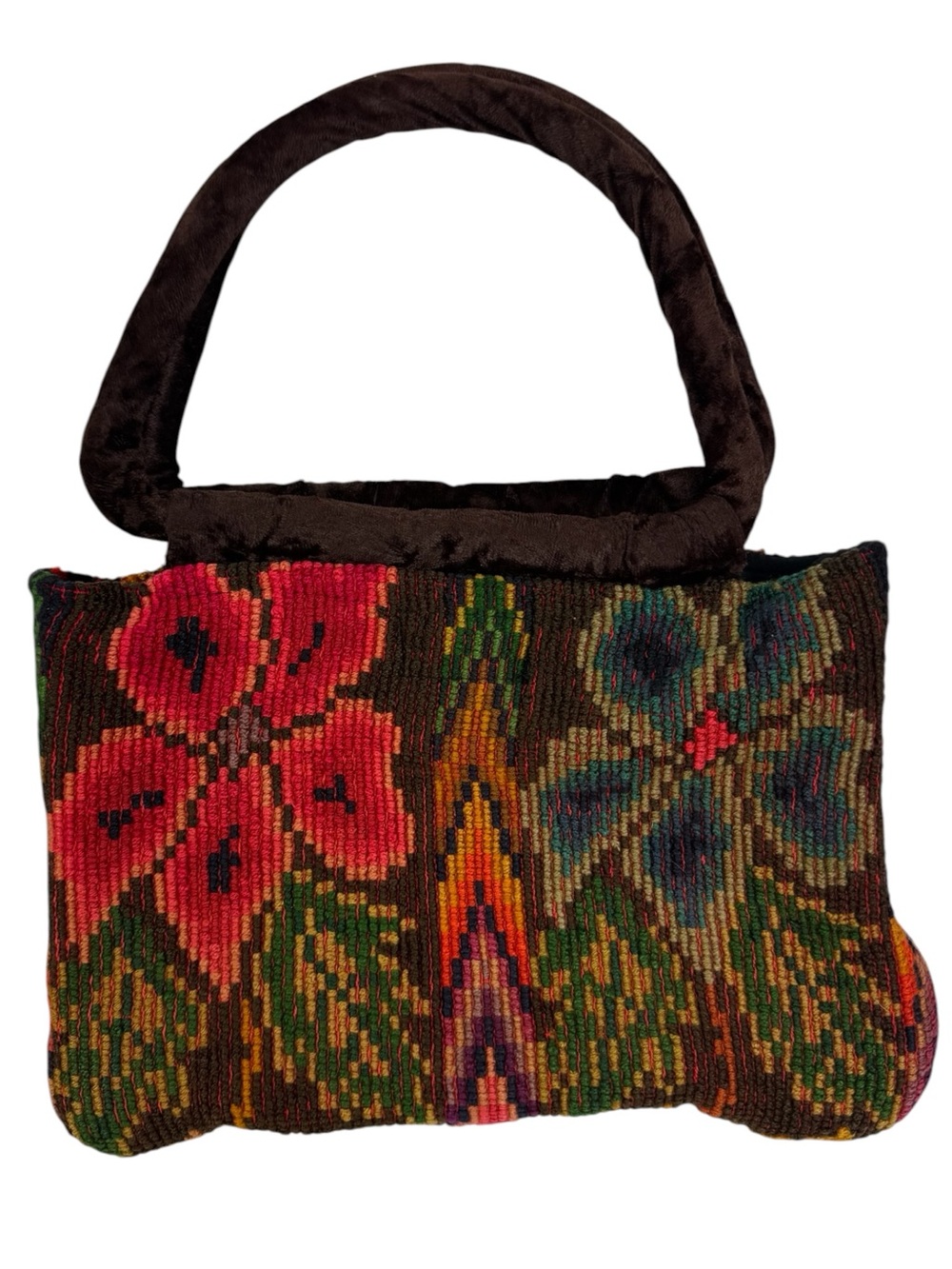 Small Tapestry handbag wrapped wood handles